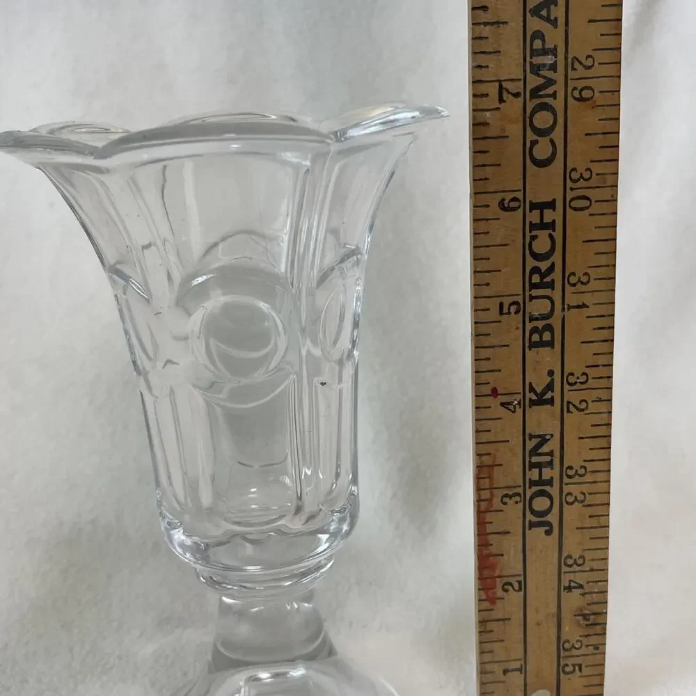 Vintage EAPG Bullseye Design, Art Deco Vase, Scalloped Rim